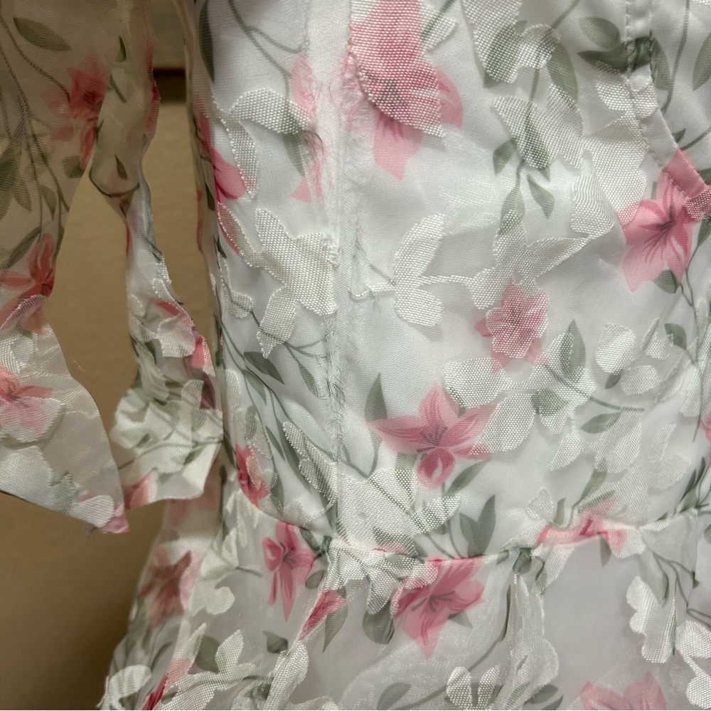Lulus Endlessly Gorgeous White Floral Burnout Tie-Strap Midi Dress Size XL NWT - Picture 7 of 11